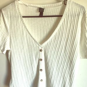 White button front crop top